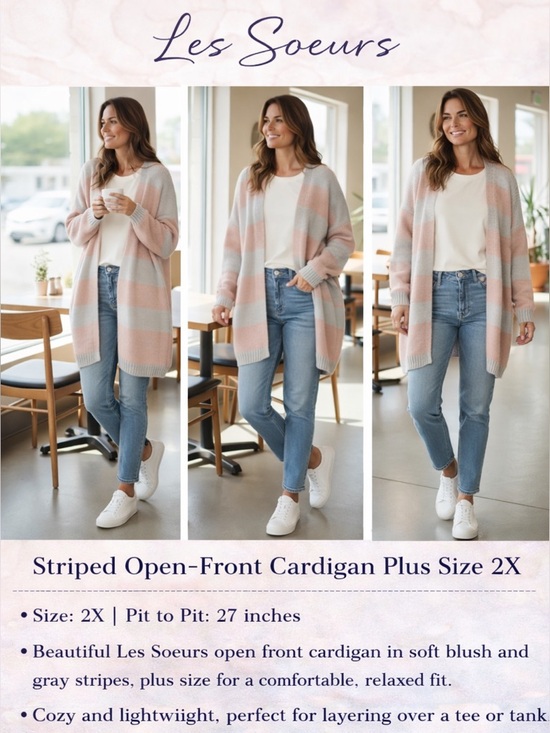 Les Soeurs Sweaters - Les Soeurs striped open front cardigan